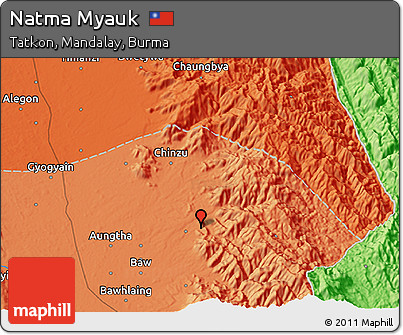 Political 3D Map of Natma Myauk