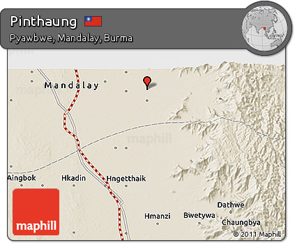 Shaded Relief 3D Map of Pinthaung