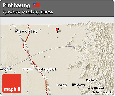 Shaded Relief 3D Map of Pinthaung
