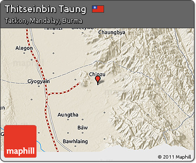 Shaded Relief 3D Map of Thitseinbin Taung