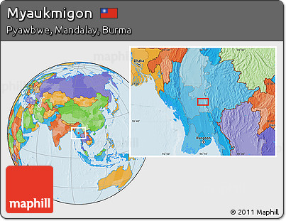 Political Location Map of Myaukmigon