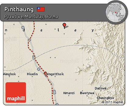 Shaded Relief Map of Pinthaung