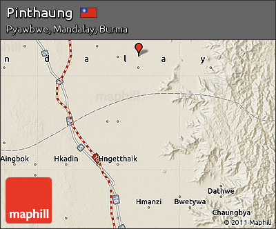 Shaded Relief Map of Pinthaung