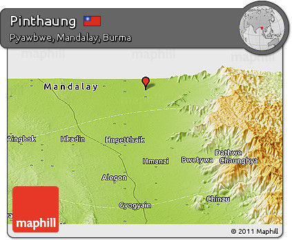 Physical Panoramic Map of Pinthaung