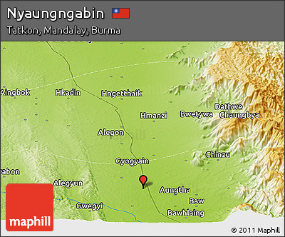 Physical Panoramic Map of Nyaungngabin
