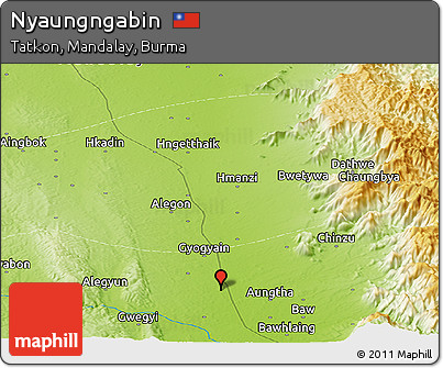 Physical Panoramic Map of Nyaungngabin