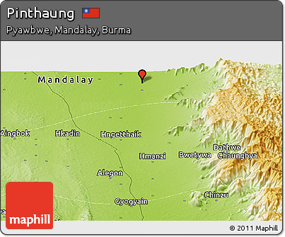 Physical Panoramic Map of Pinthaung