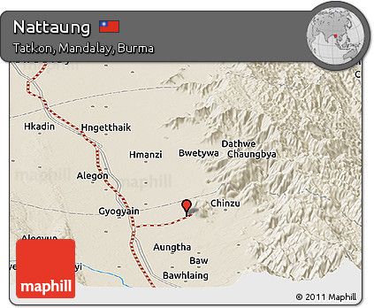 Shaded Relief Panoramic Map of Nattaung