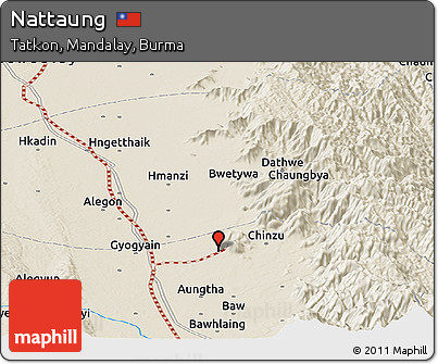 Shaded Relief Panoramic Map of Nattaung