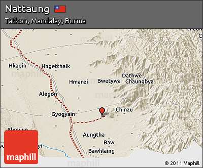 Shaded Relief Panoramic Map of Nattaung