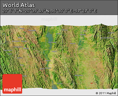 Satellite 3D Map of the Area around 20° 22' 55" N, 96° 58' 29" E