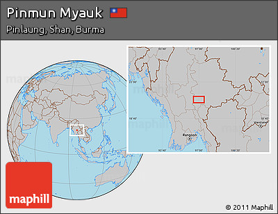 Gray Location Map of Pinmun Myauk