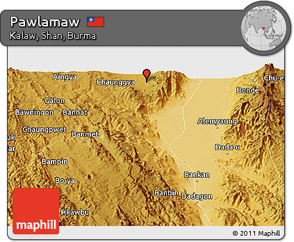 Physical Panoramic Map of Pawlamaw