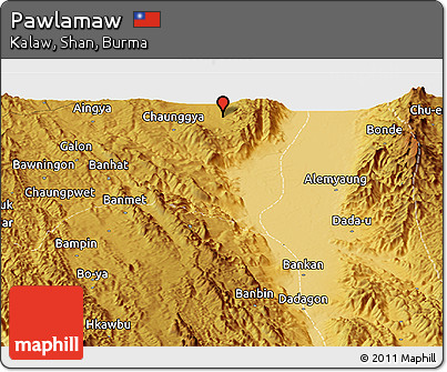Physical Panoramic Map of Pawlamaw