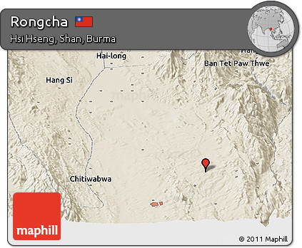 Shaded Relief Panoramic Map of Rongcha