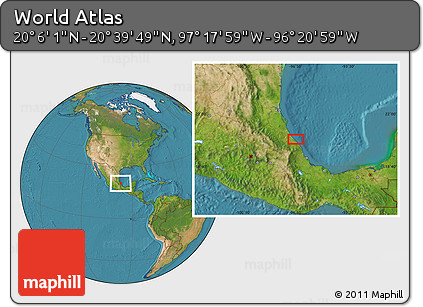 Satellite Location Map of the Area around 20° 22' 55" N, 96° 49' 29" W