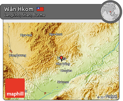 Physical 3D Map of Wān Hkom