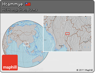 Gray Location Map of Htammye, hill shading