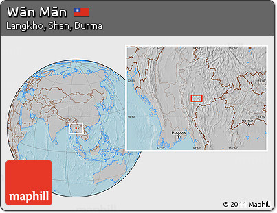 Gray Location Map of Wān Mān, hill shading
