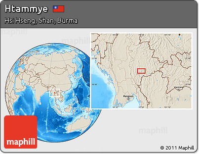 Shaded Relief Location Map of Htammye