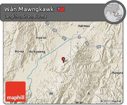 Shaded Relief Map of Wān Mawngkawk