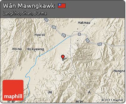 Shaded Relief Map of Wān Mawngkawk