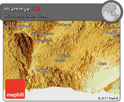 Physical Panoramic Map of Htammye