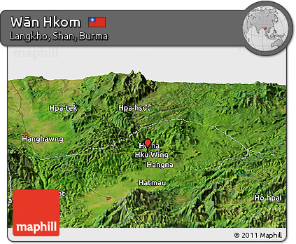 Satellite Panoramic Map of Wān Hkom