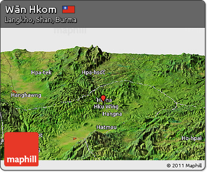 Satellite Panoramic Map of Wān Hkom