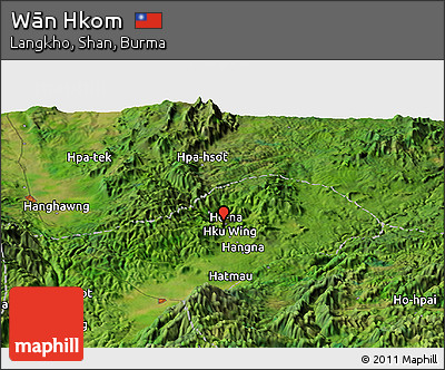 Satellite Panoramic Map of Wān Hkom