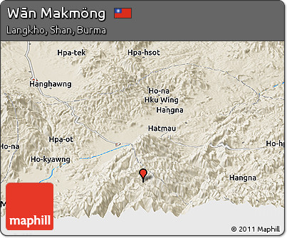 Shaded Relief Panoramic Map of Wān Makmöng