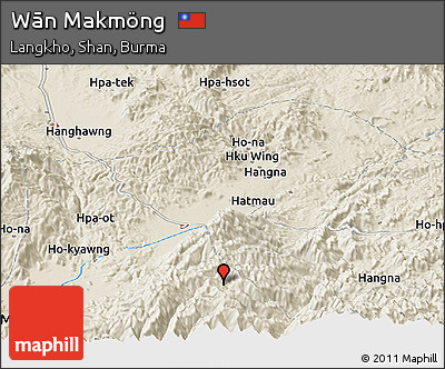 Shaded Relief Panoramic Map of Wān Makmöng