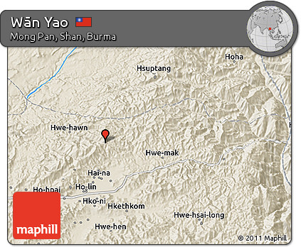 Shaded Relief 3D Map of Wān Yao