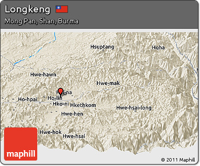 Shaded Relief Panoramic Map of Longkeng