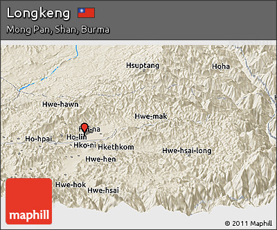 Shaded Relief Panoramic Map of Longkeng