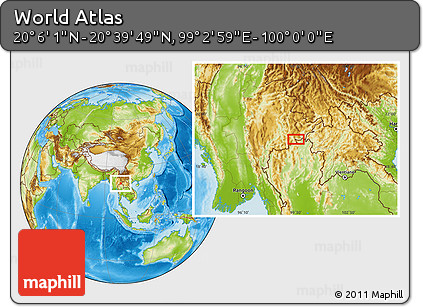 Physical Location Map of the Area around 20° 22' 55" N, 99° 31' 30" E