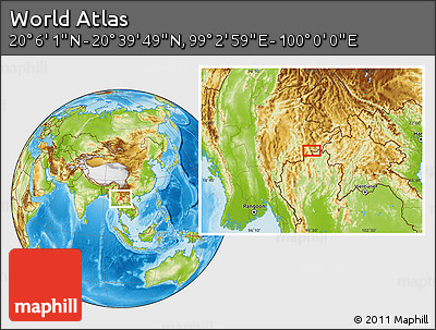Physical Location Map of the Area around 20° 22' 55" N, 99° 31' 30" E