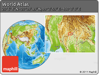 Physical Location Map of the Area around 20° 22' 55" N, 99° 31' 30" E