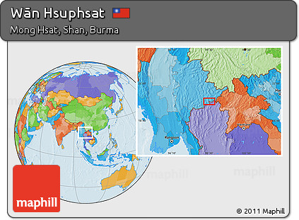 Political Location Map of Wān Hsuphsat