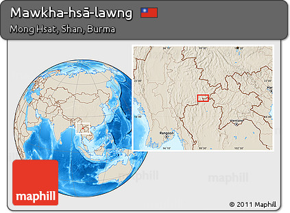 Shaded Relief Location Map of Mawkha-hsā-lawng