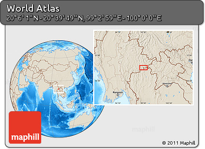 Shaded Relief Location Map of the Area around 20° 22' 55" N, 99° 31' 30" E