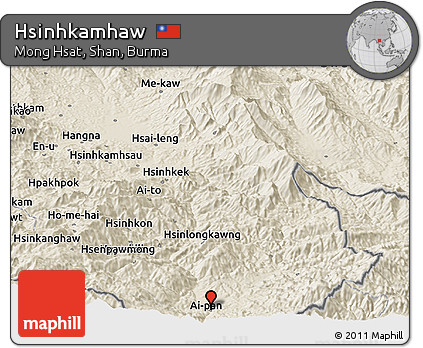 Shaded Relief Panoramic Map of Hsinhkamhaw
