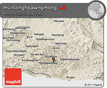 Shaded Relief Panoramic Map of Hsinlonghpawngmong