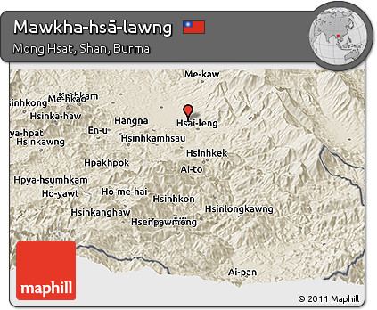 Shaded Relief Panoramic Map of Mawkha-hsā-lawng