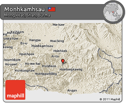 Shaded Relief Panoramic Map of Monhkamhsau