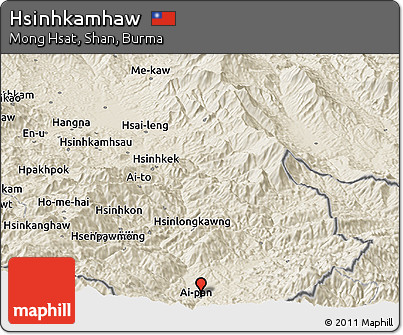 Shaded Relief Panoramic Map of Hsinhkamhaw