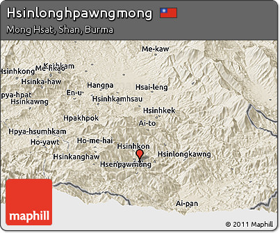 Shaded Relief Panoramic Map of Hsinlonghpawngmong