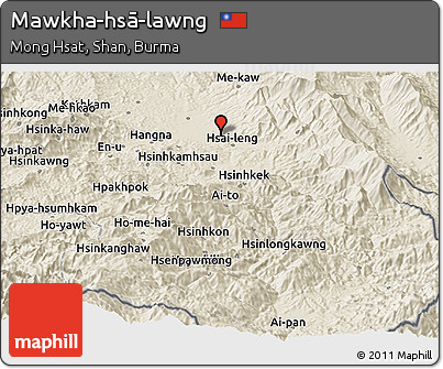 Shaded Relief Panoramic Map of Mawkha-hsā-lawng