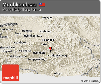 Shaded Relief Panoramic Map of Monhkamhsau