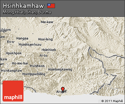 Shaded Relief Panoramic Map of Hsinhkamhaw